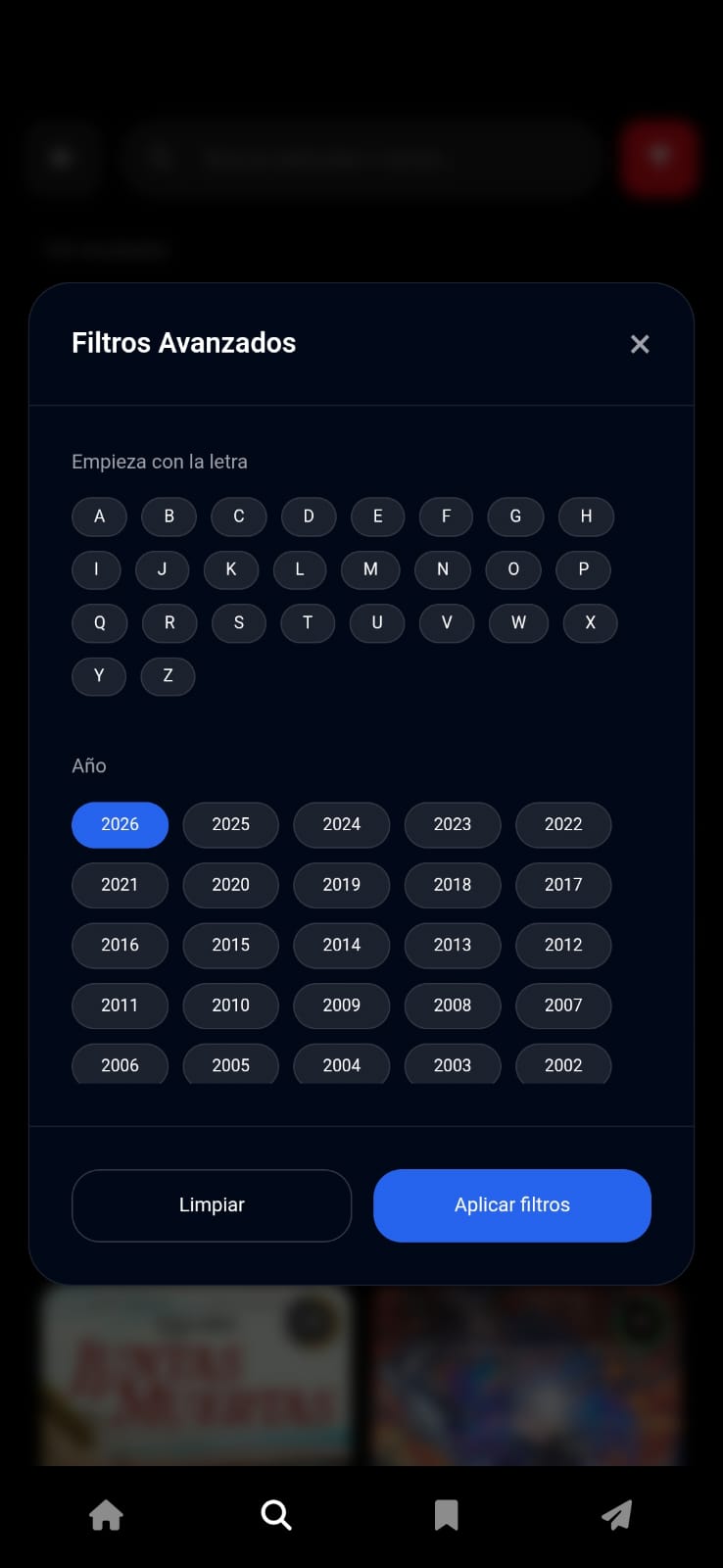 Filtros avanzados